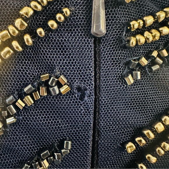 Mac Duggal 5240 Beaded Column Gown Size 4 Midnight Blue Long Sleeves $598 NWT - Picture 13 of 14